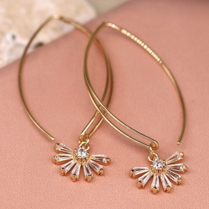 Deco Crystal Fan Earrings - Gold